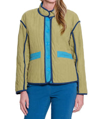 Multiples - Quilted Contrast Trim Jacket