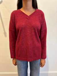 Nally & Millie - Brushed V-neck Side Slit Top