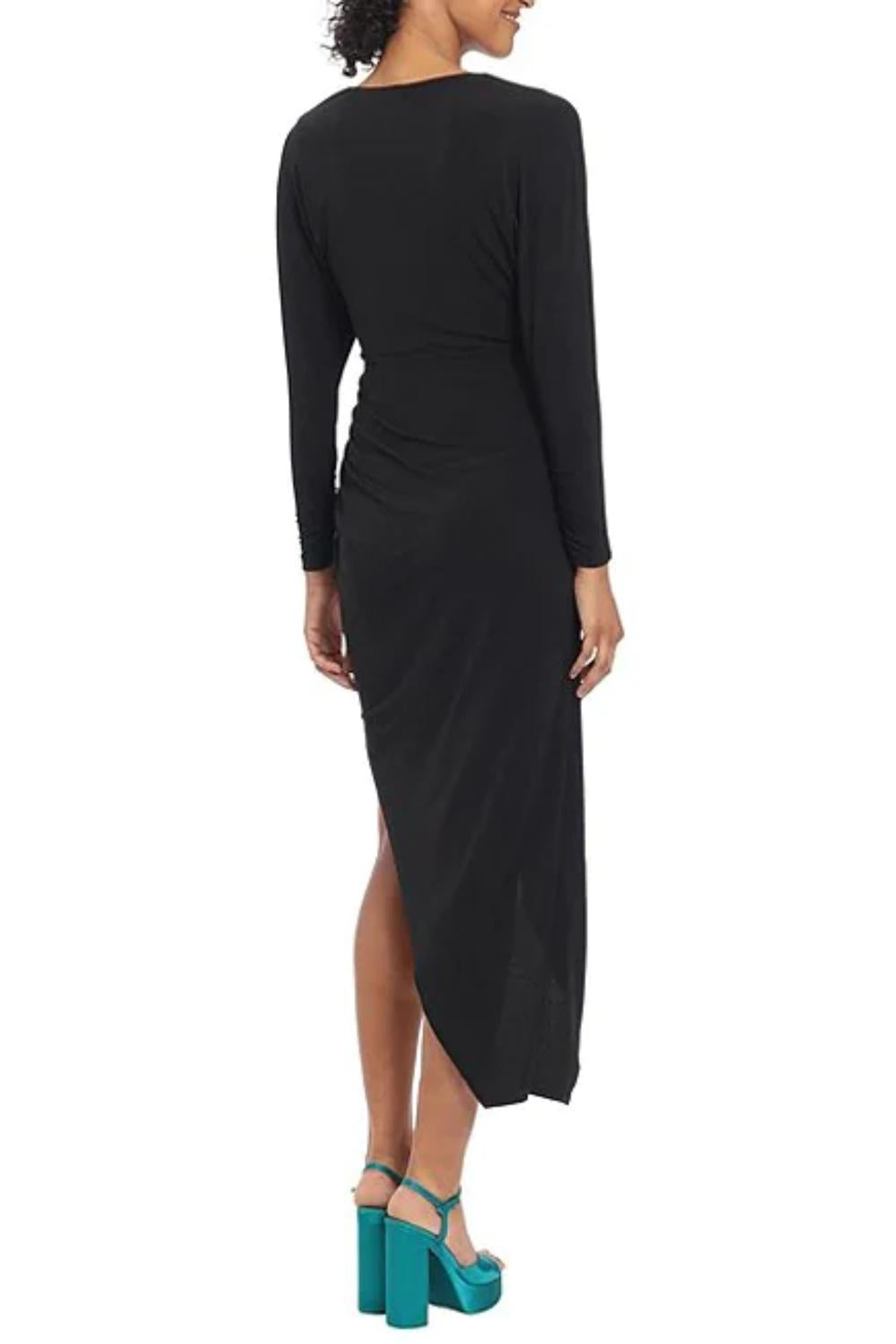 Donna Morgan - Long Sleeve Faux Wrap Oblique Dress
