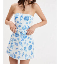 Sky To Moon - Seahouse Shell Print Strapless Romper