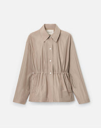Lafayette 148 Tech Twill Gathered Waist Oversized Jacket in hickory - women's jacket - view 6
