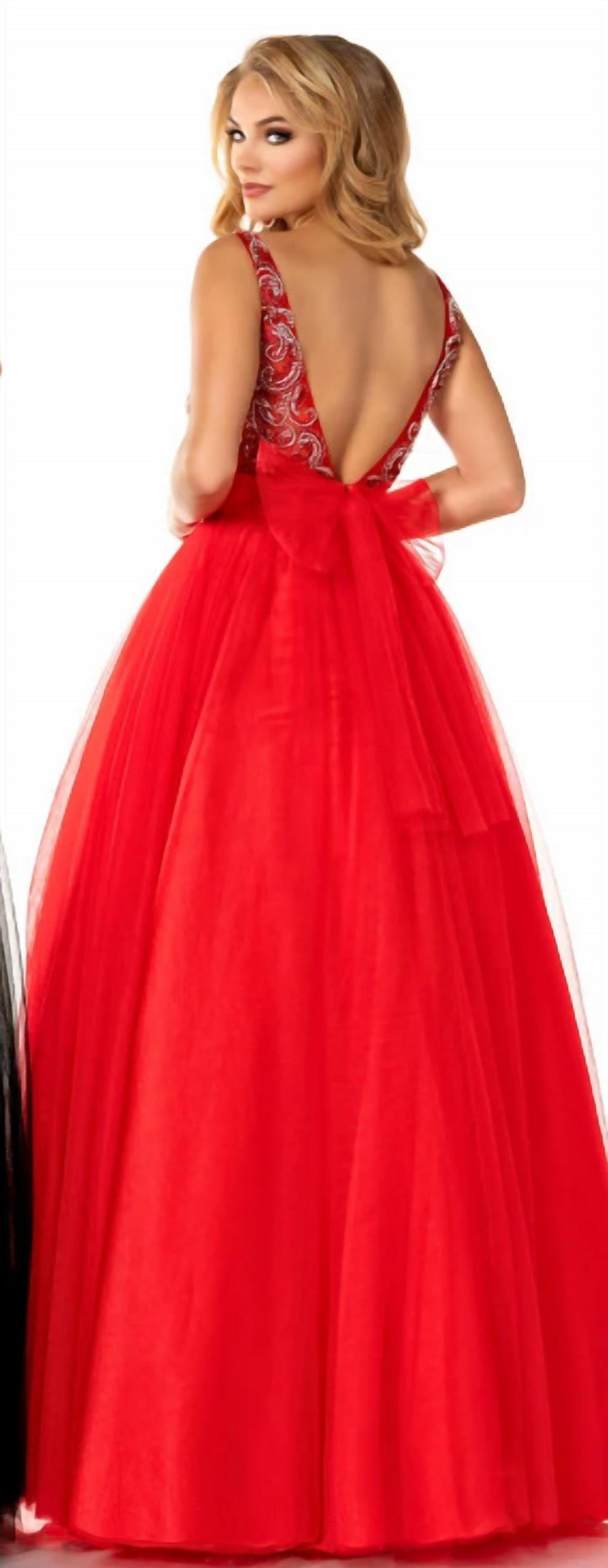 Karishma Creations Women's Prom Dress in red - women's dress - alternate view