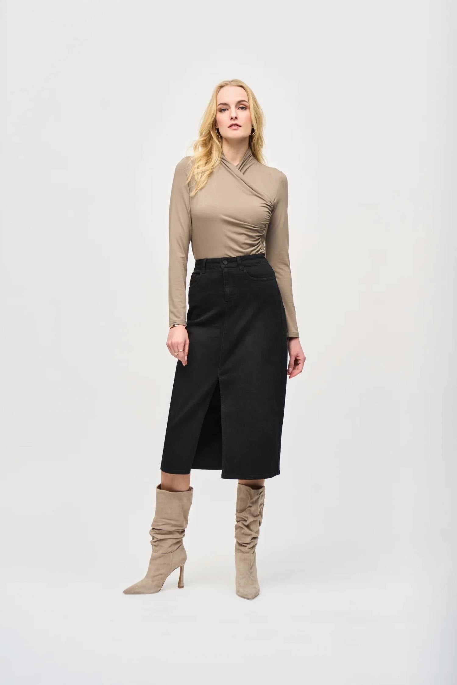 Joseph Ribkoff - COWL NECK RUCHED TOP
