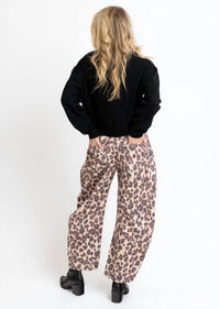 Karlie - Leopard Denim Barrel Leg Jean