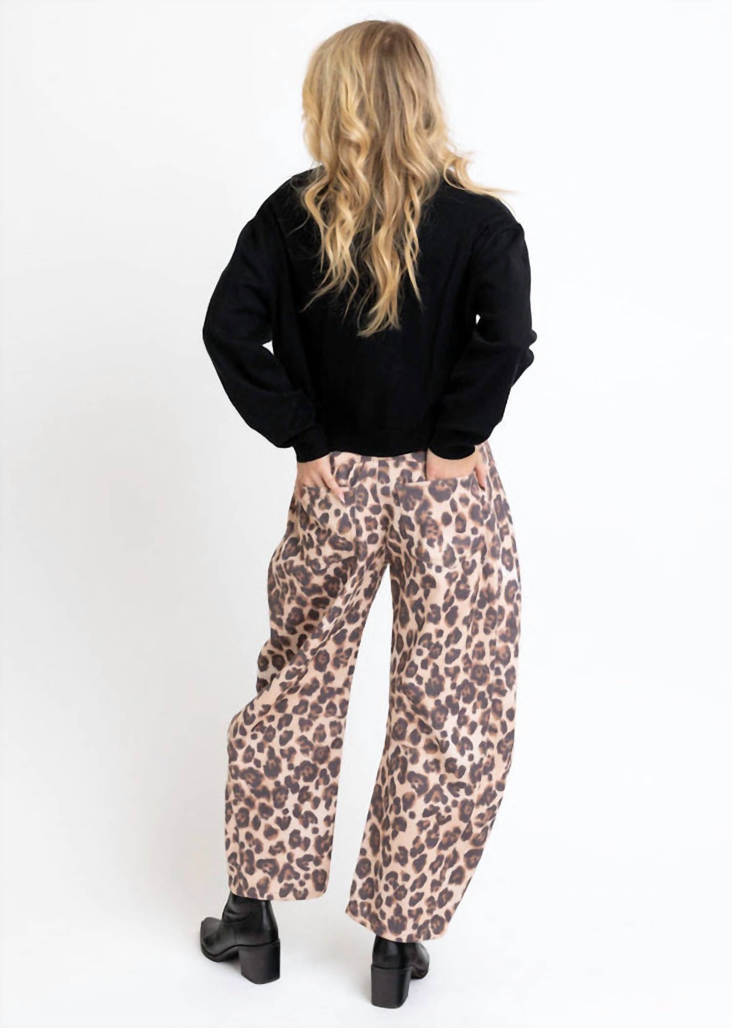 Karlie - Leopard Denim Barrel Leg Jean