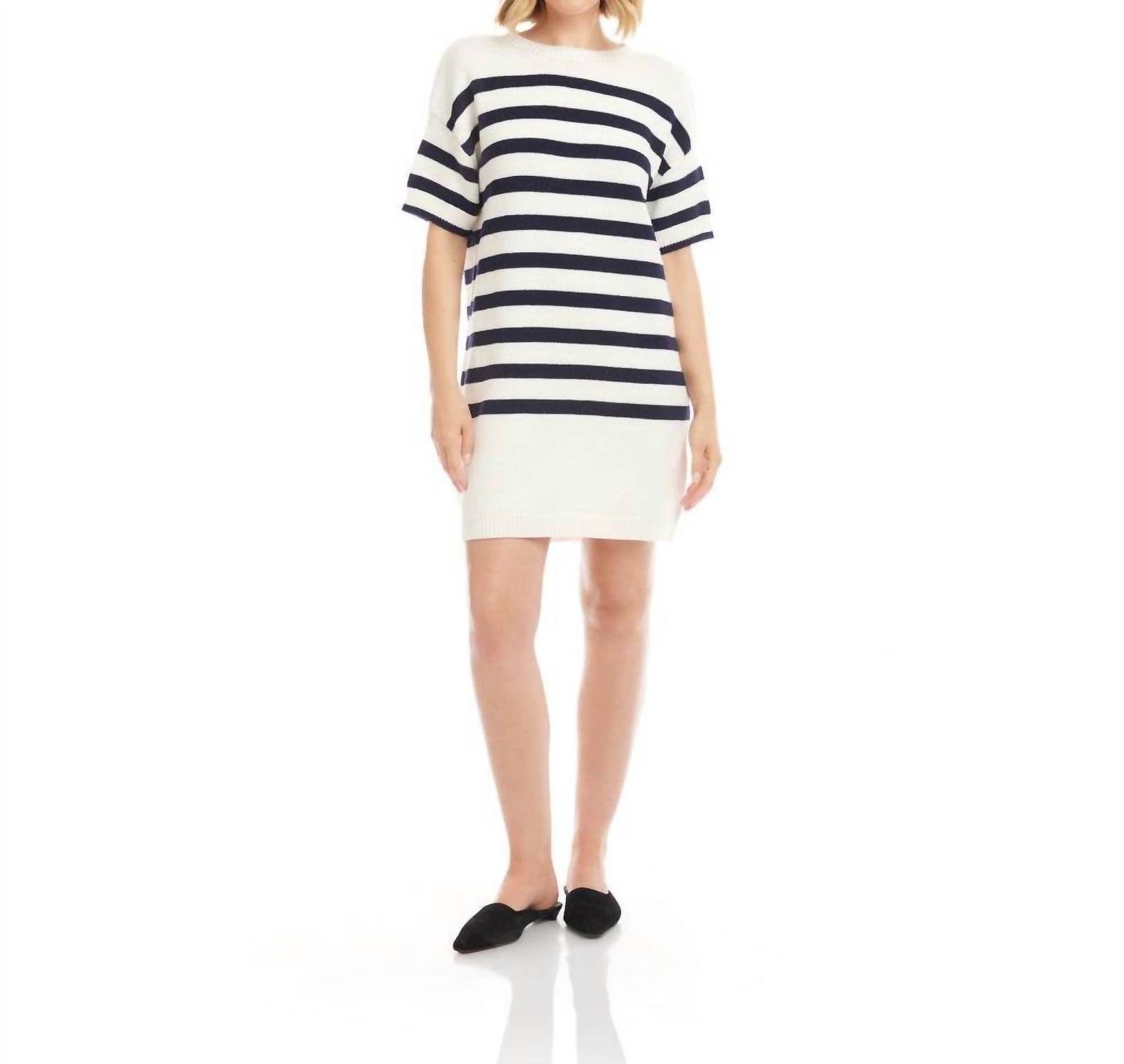 Karen Kane Stripe Sweater Dress in white - women's dress