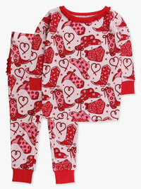 Rufflebutts - Girl's Softsnooze Ruffle Long Sleeve Pajama Set With Signature Rear Ruffles