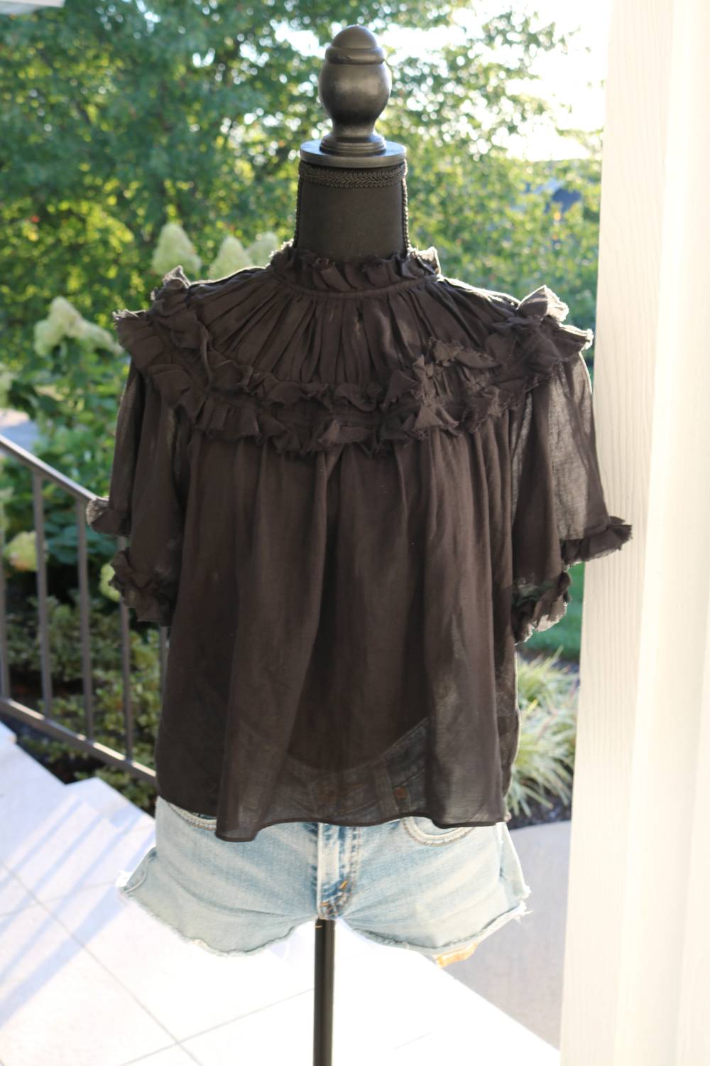 Trend:Notes - Women's Short Sleeve Sheer Blouse