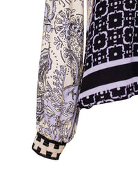 Imprevu - Women's Floral Border Print Button Down Blouse