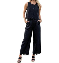 Entro - Fleur Eyelet Embroidered Vest & Pant Set