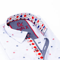 Eight X - Men's Fill Coupe Button Down Shirt With Print Trim