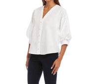 Karen Kane - Lantern Sleeve Pearl Button Top