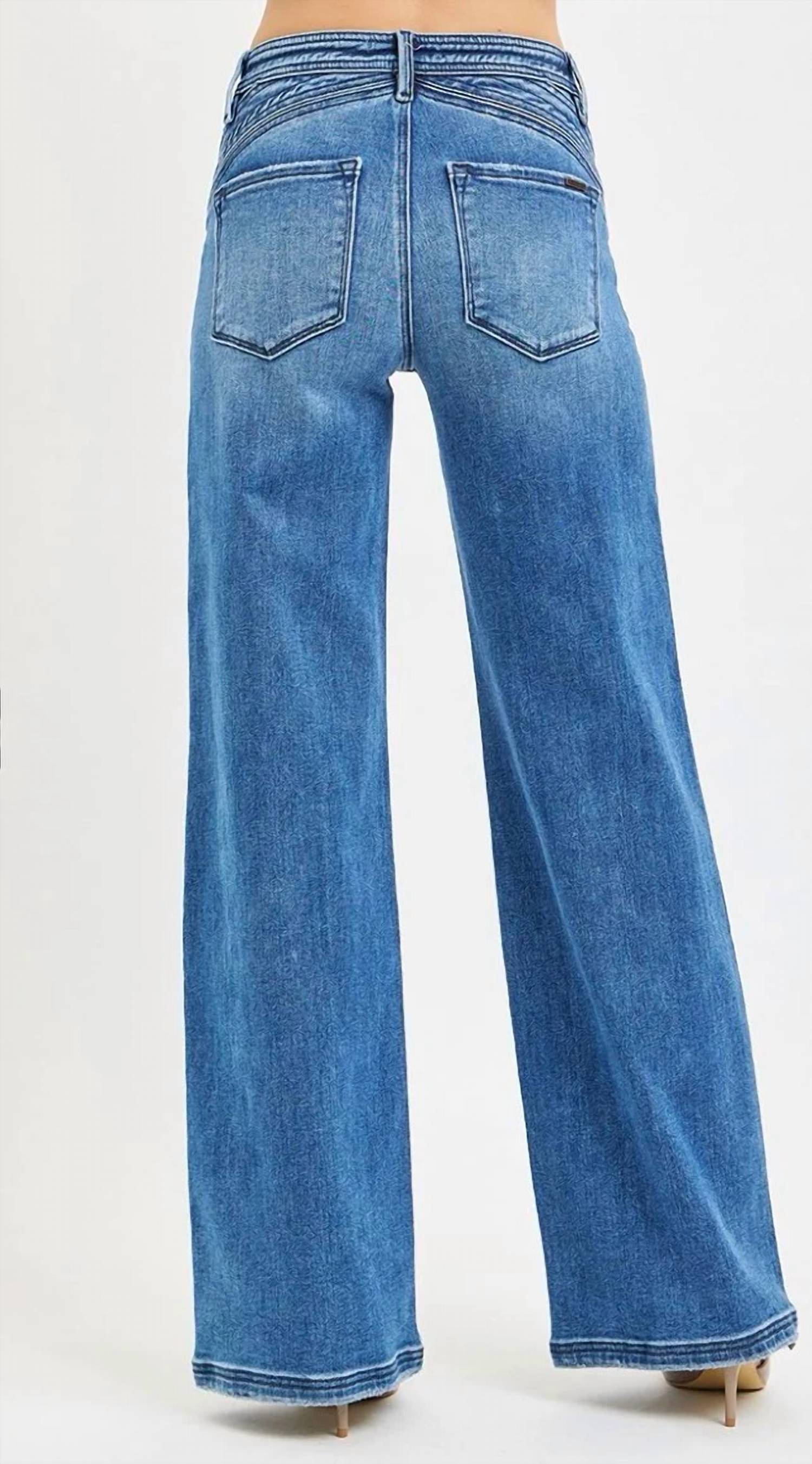 Risen - Jenkins High Rise Wide Leg Waist Detail Jeans