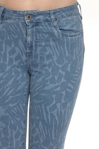 Joseph Ribkoff Animal Pattern Straight Jeans in blue denim - women's jeans - view 5