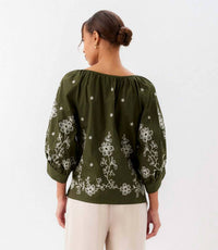 Karen Kane - Embroidered Blouson Sleeve Top
