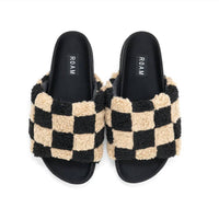 Roam - Women's Fuzzy Checkered Slides