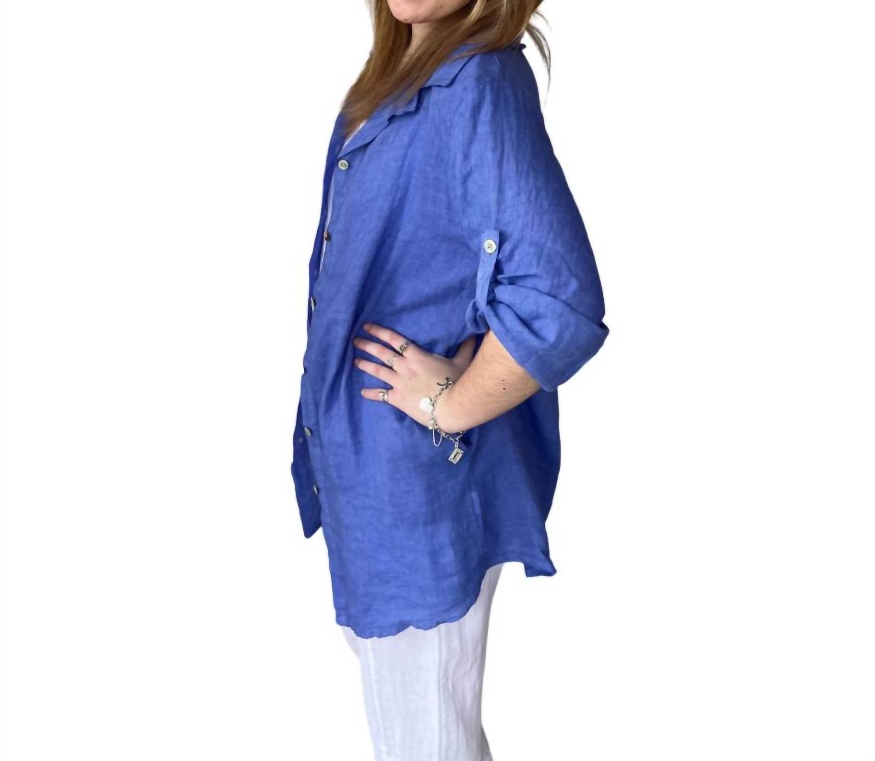 Tempo Paris - Oversized Linen Button Front Shirt