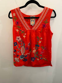 Johnny Was - Women's Vneck shirred linen tank