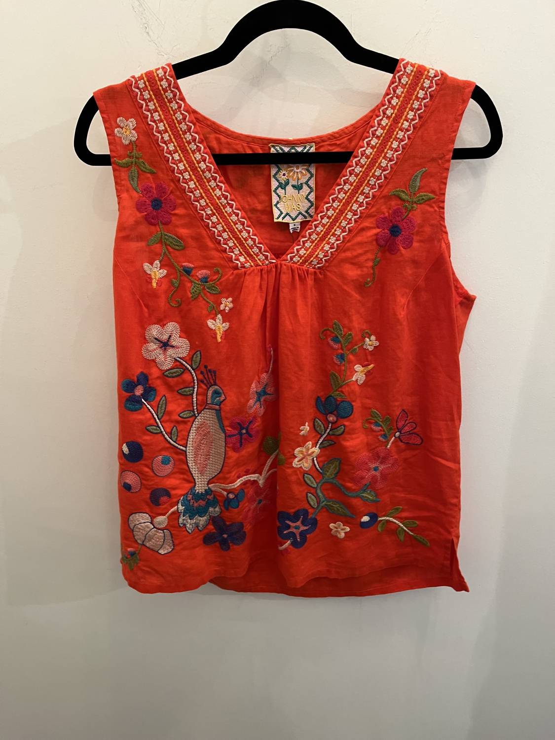 Johnny Was - Women's Vneck shirred linen tank
