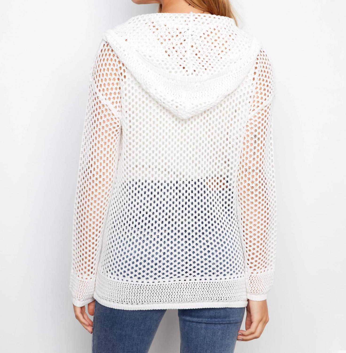 Charlie B - Fishnet Hoodie Sweater With Heart