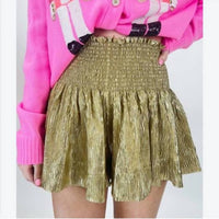 QUEEN OF SPARKLES Wavy Swing Short in gold - women's shorts