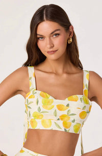 Astr - Myria Print Tie-strap Cropped Bustier Top