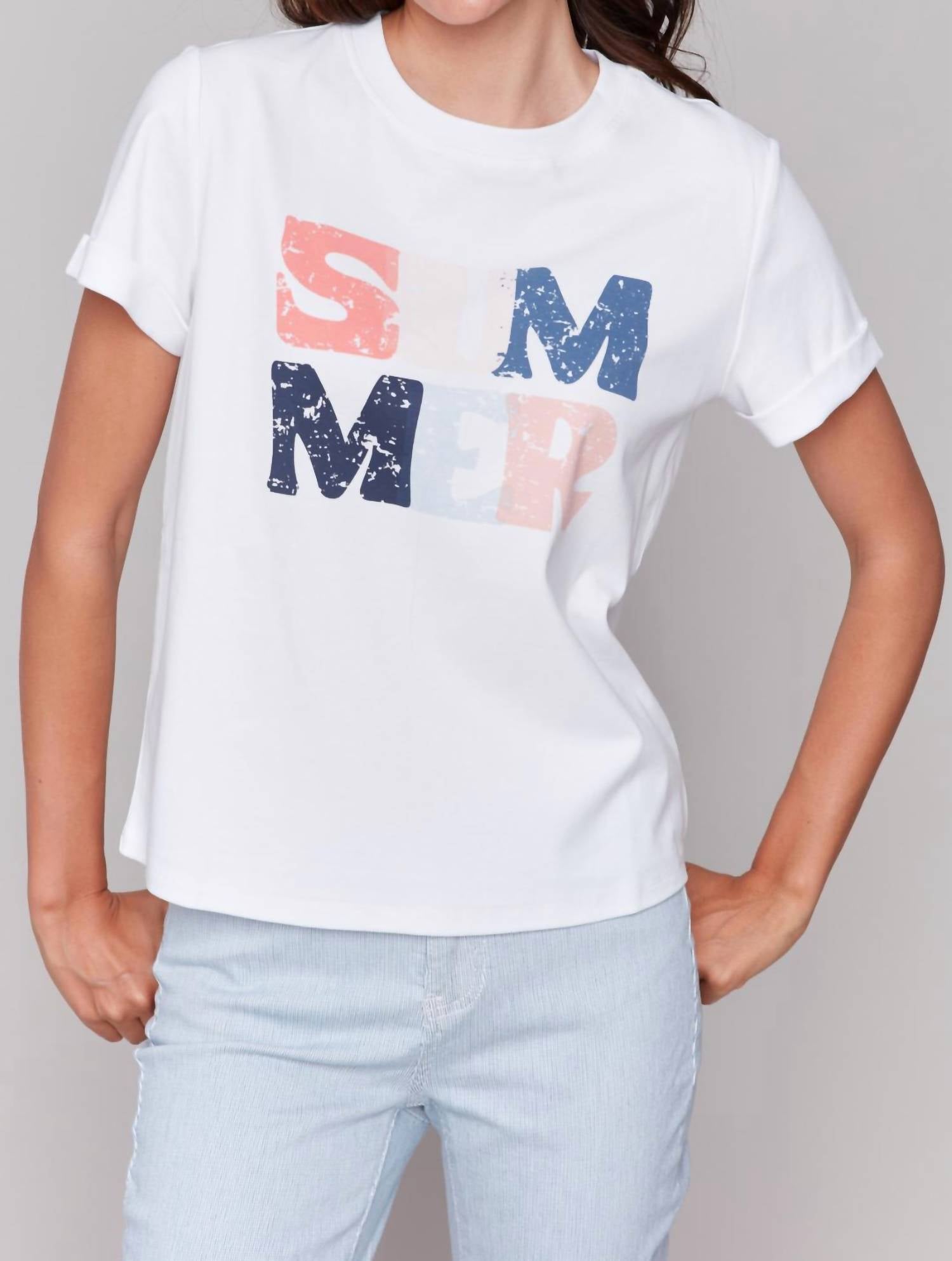 Charlie B - Summer Rolled Cuff Sleeve Tee
