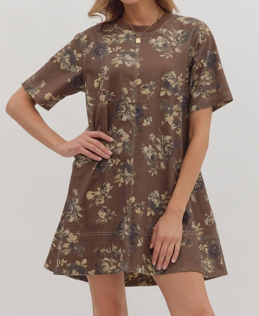 Entro - Floral Printed Denim Mini Dress