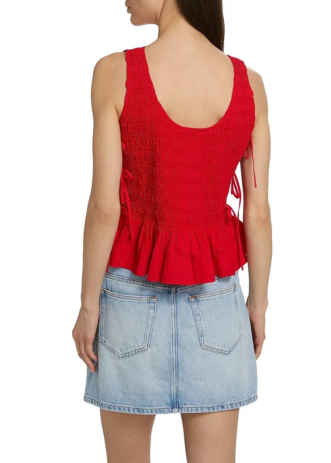 Ganni - Cotton Poplin Smock Tie String Top