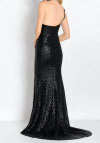 Cameron Blake - Applique One Shoulder Evening Dress