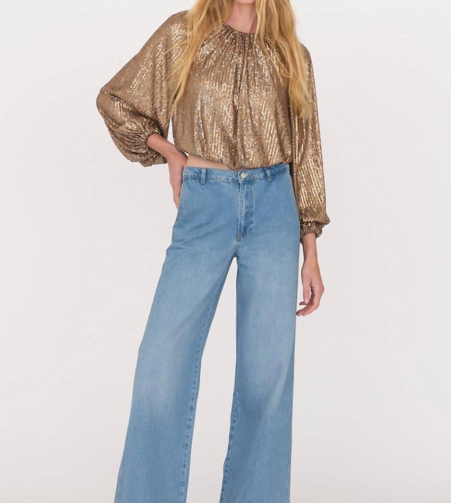 SECULAR Ava Sequin Top in copper - women's blouse