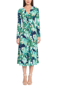 Maggy London - Long Sleeve Floral Midi Dress