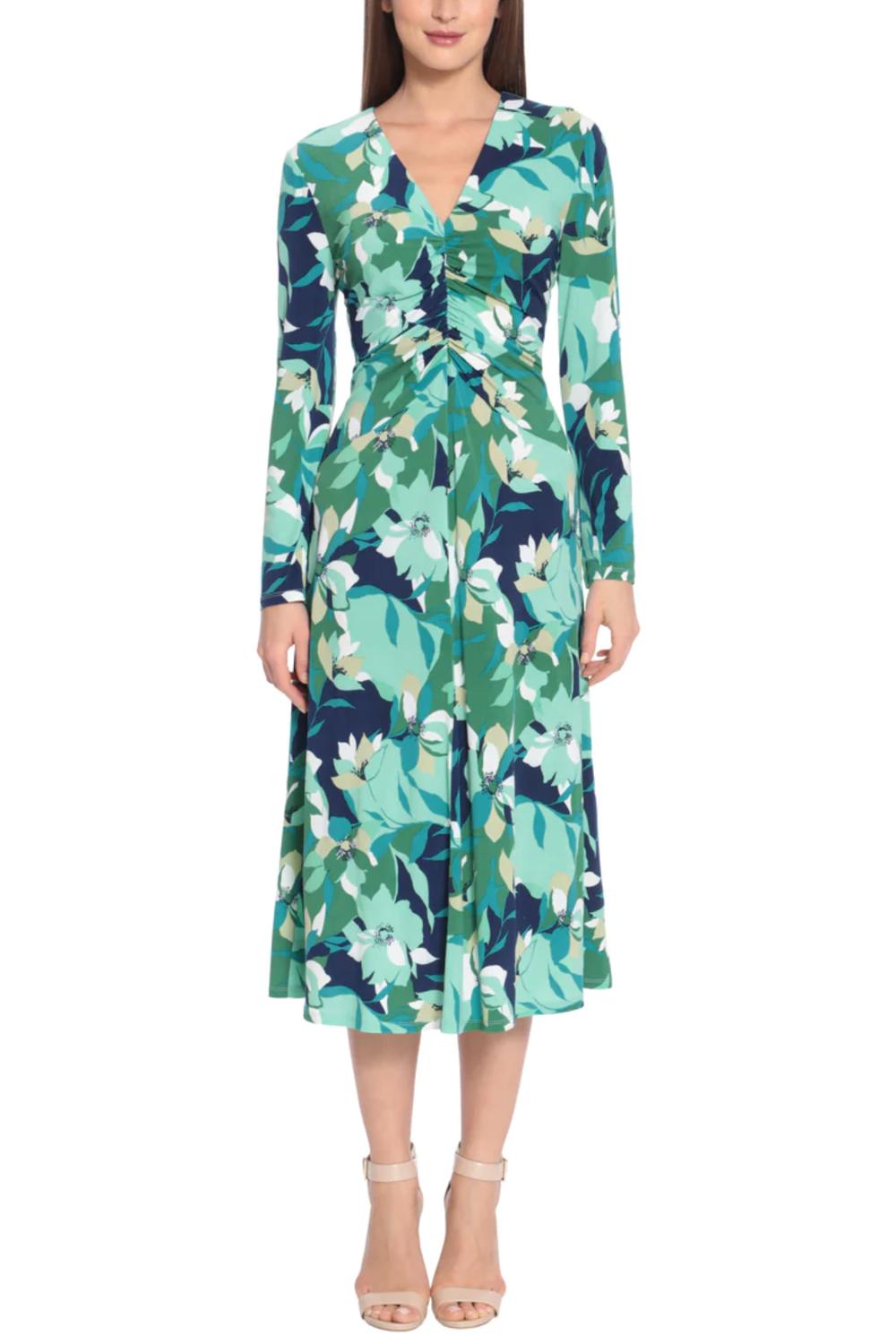 Maggy London - Long Sleeve Floral Midi Dress