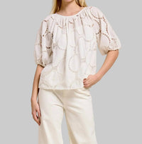 Flat White - Bloom Eyelet Blouse