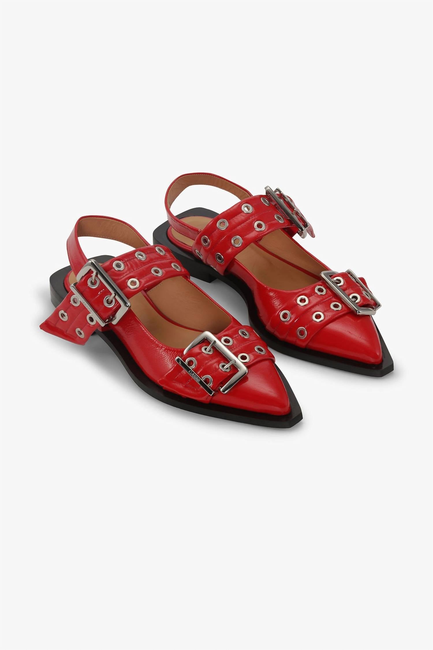 Ganni - Women's Feminine Buckle Ballerina Shoes