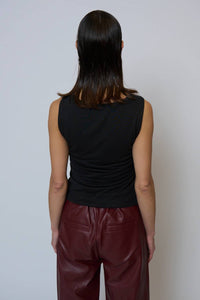 Central Park West Roman Sleeveless Top in black - women's tank top - detail view