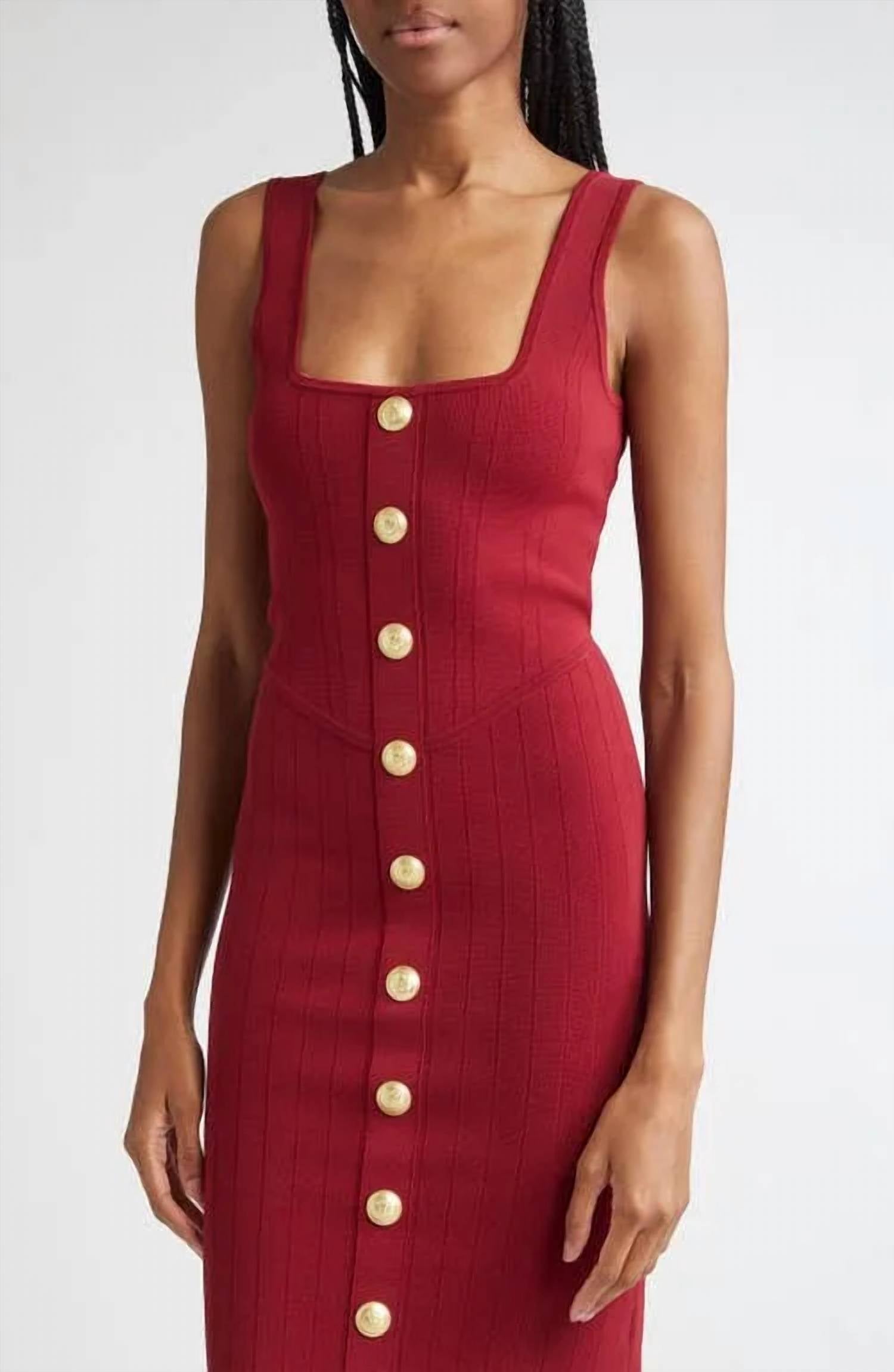 L'Agence Square Neck Knit Dress in merlot - women's dress - alternate view