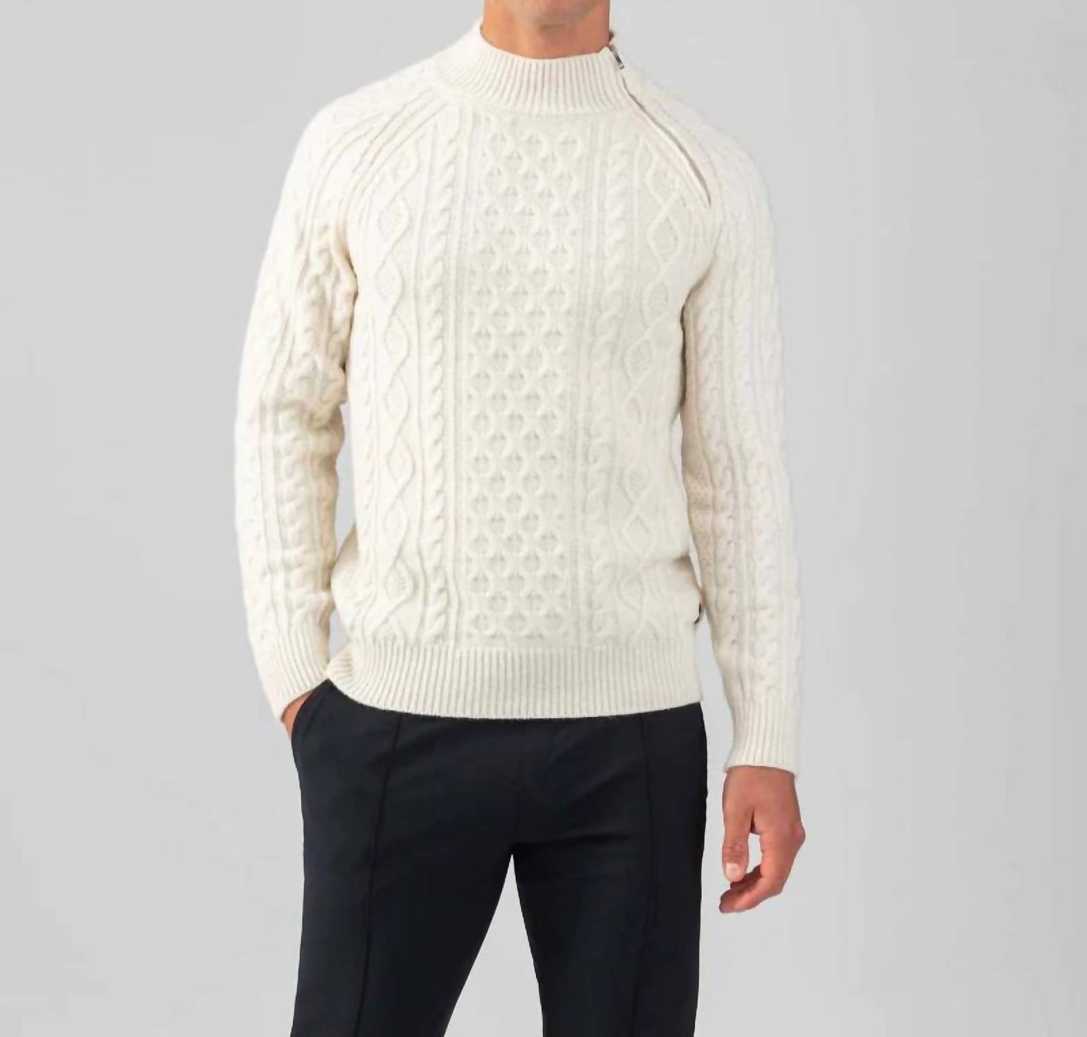 Ron Dorff Wool Cashmere Telemark Sweater in off white - men's sweater