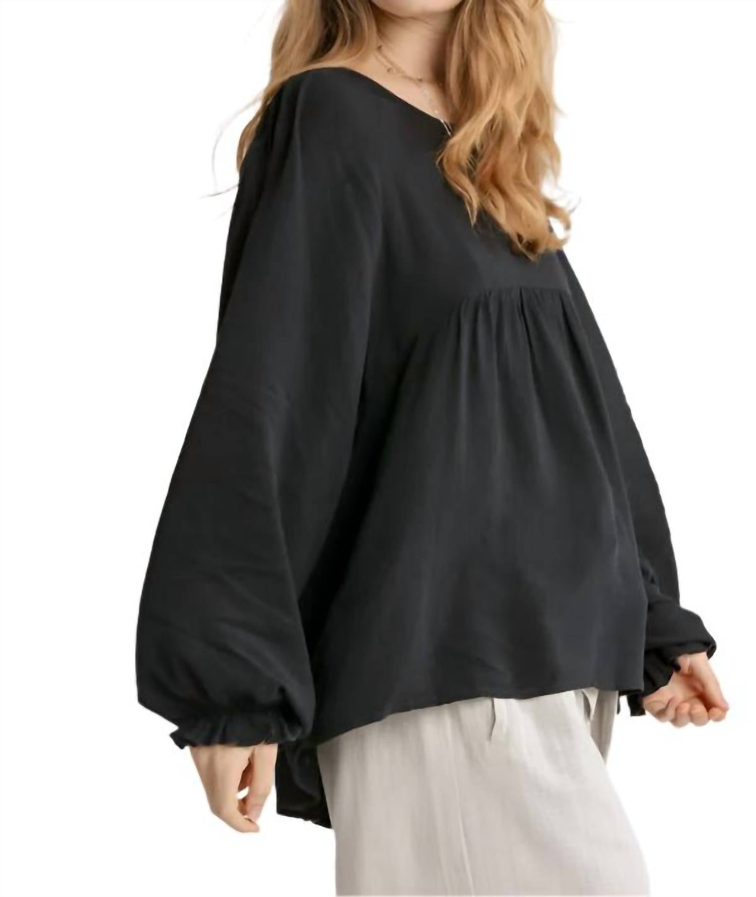 Umgee - Pleated Detail Babydoll Top