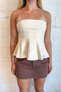 day + moon Elodie Mini Skort in brown - women's skirt - detail view