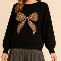 Timing - Tessa Sequin Bow Sweater