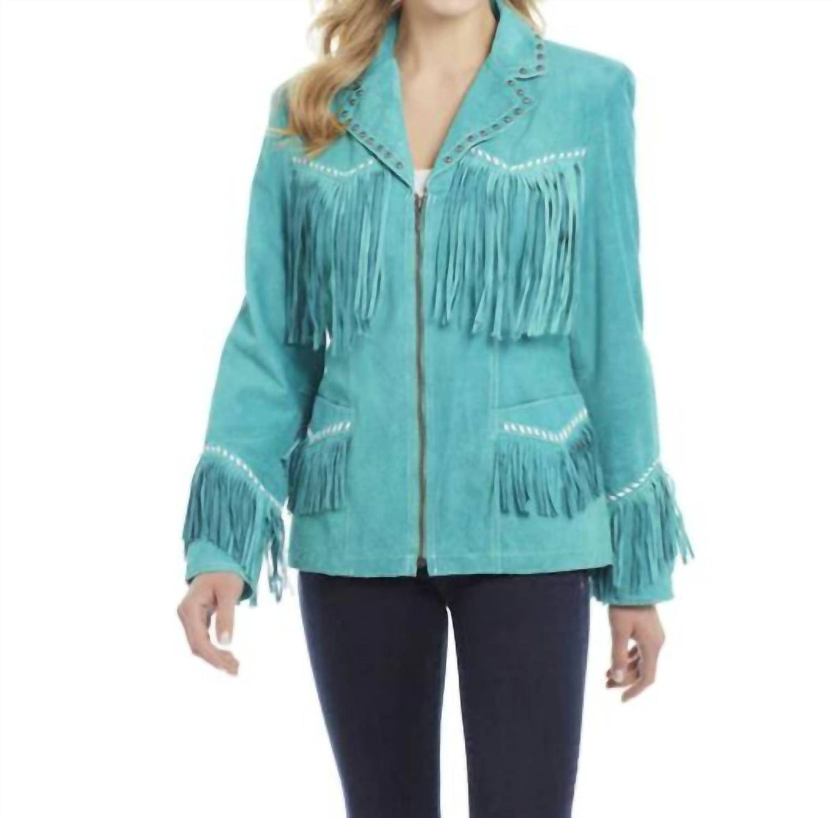 Cripple Creek - Women's Suede Studded Zip Front Jacket