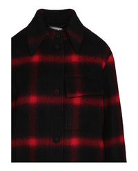Stella McCartney Women's Double-breasted Checked Coat in black red - women's jacket - alternate view