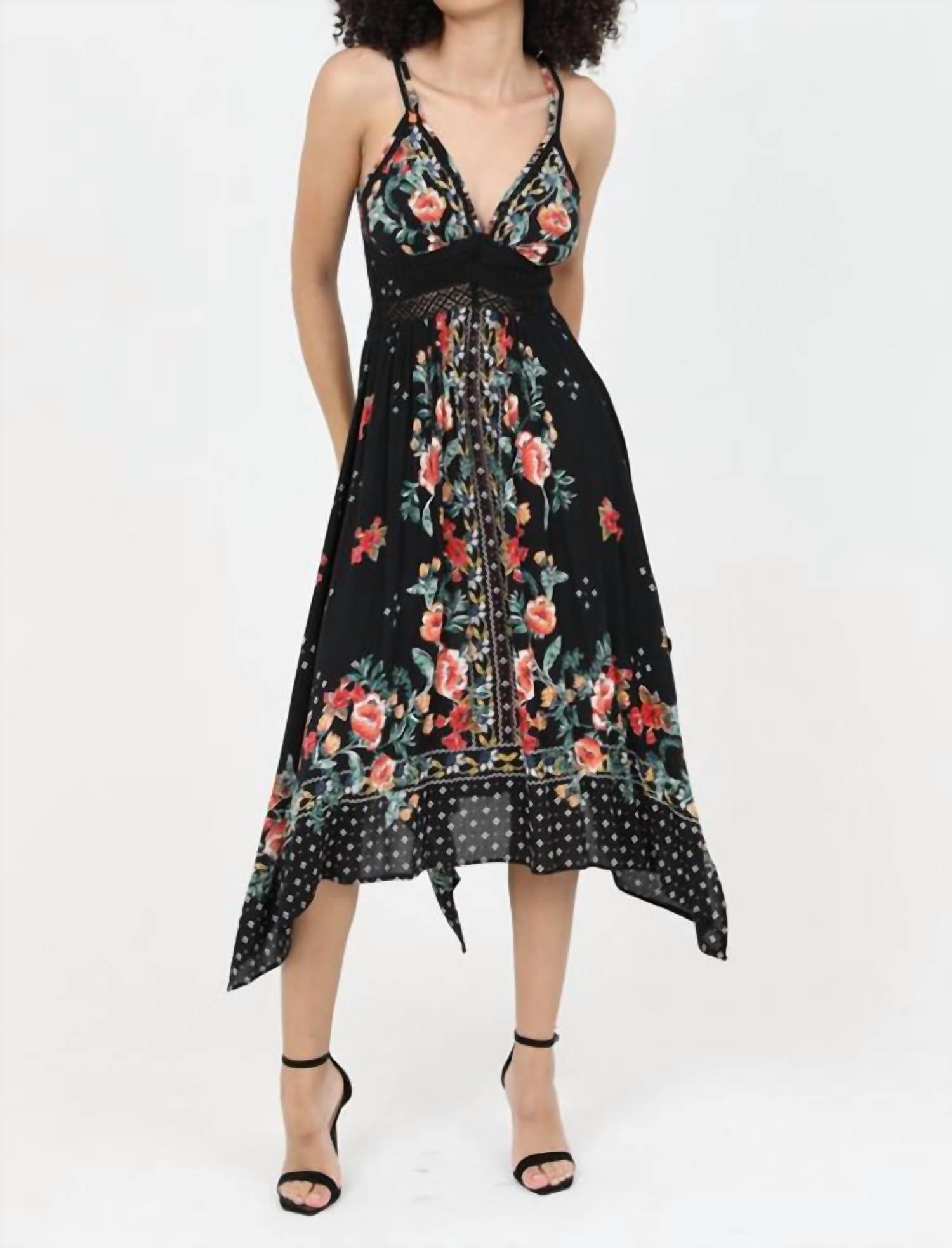 Angie - Sleevless Flowered Midi Dress