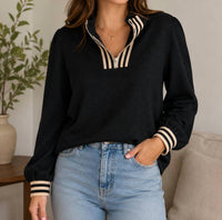 Jodifl - Textured Mock Neck Zip Up Tunic Top