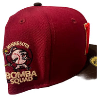 New Era Men's Rmdcc Twins Bomba Squad Cap in cardinal burnt wood - men's hat - detail view