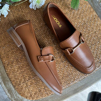 SODA Women's Guitar Buckle Loafer in cognac - women's flats - view 4