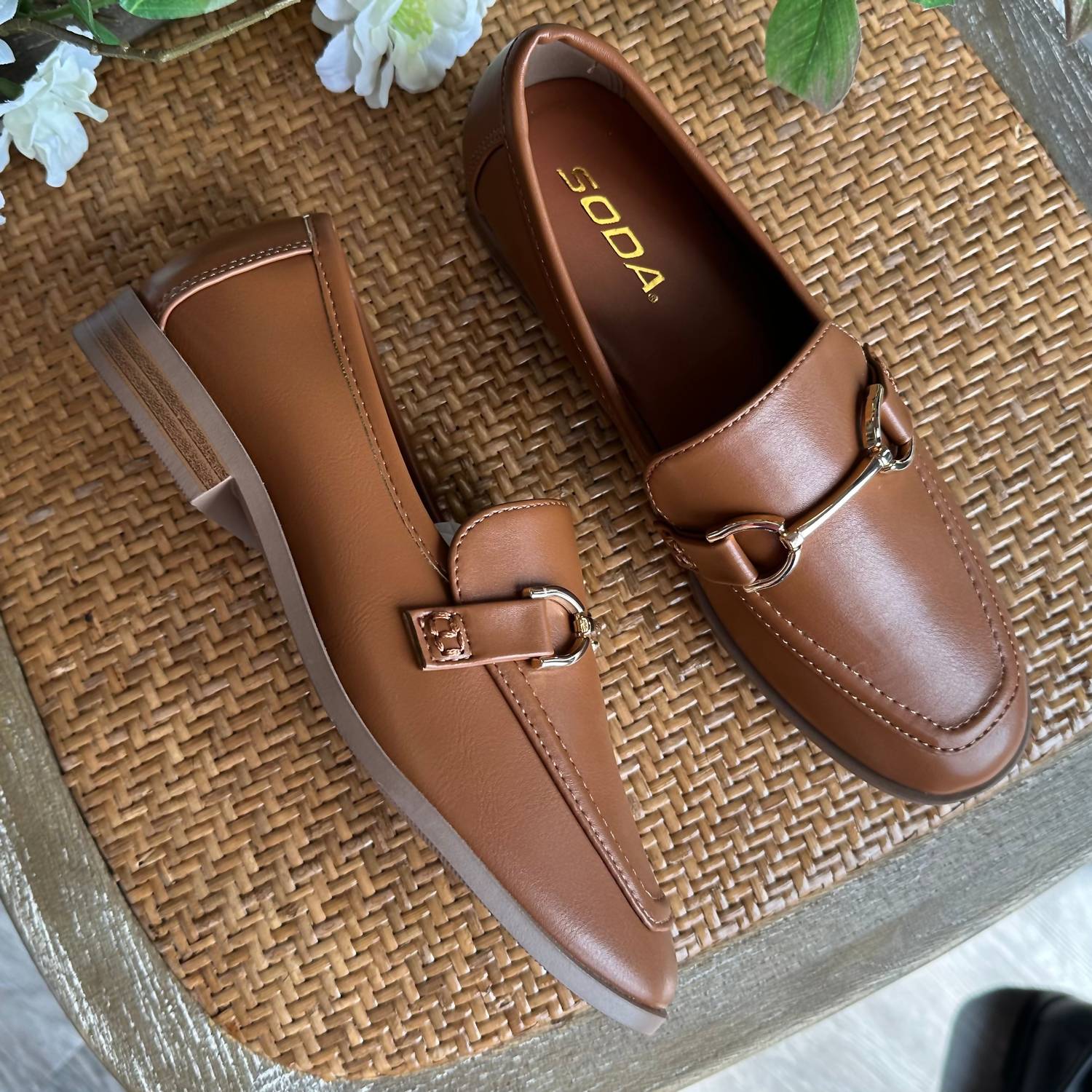 SODA Women's Guitar Buckle Loafer in cognac - women's flats - view 4