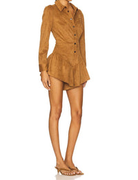 SAYLOR Enid Suede Romper in taupe - women's pants - alternate view