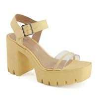 Andrea Women's Block Heel Sandal in yellow - women's sandal
